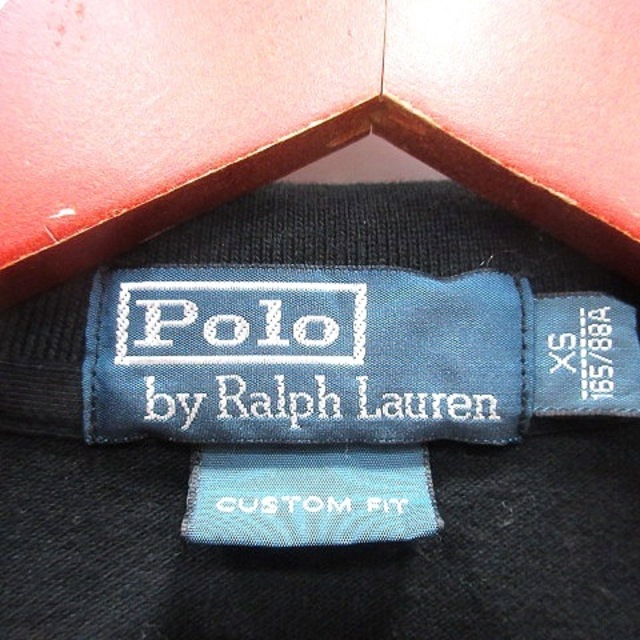 POLO RALPH LAUREN(ポロラルフローレン)のポロ バイ ラルフローレン ポロシャツ 鹿の子 ワッペン 刺繍 半袖 XS 黒 メンズのトップス(ポロシャツ)の商品写真