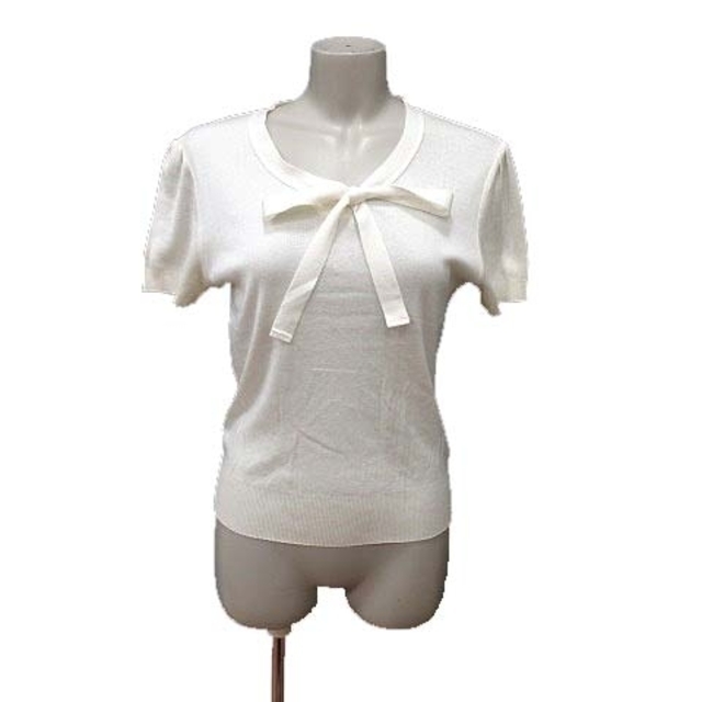 AMACA(アマカ)のアマカ AMACA ニット カットソー ボウタイ 半袖 38 白 ホワイト レディースのトップス(ニット/セーター)の商品写真