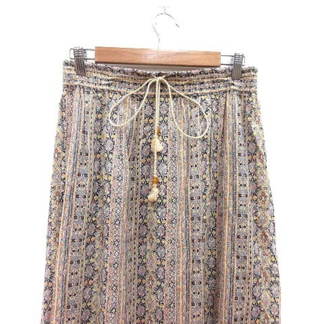 navasana(ナバアサナ)のnavasana フレアスカート ロング ウエストマーク 総柄 F グレー 黄 レディースのスカート(ロングスカート)の商品写真