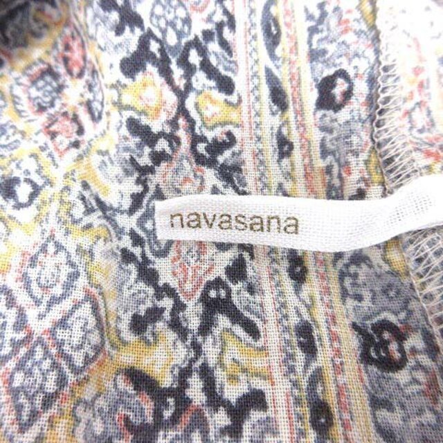 navasana(ナバアサナ)のnavasana フレアスカート ロング ウエストマーク 総柄 F グレー 黄 レディースのスカート(ロングスカート)の商品写真