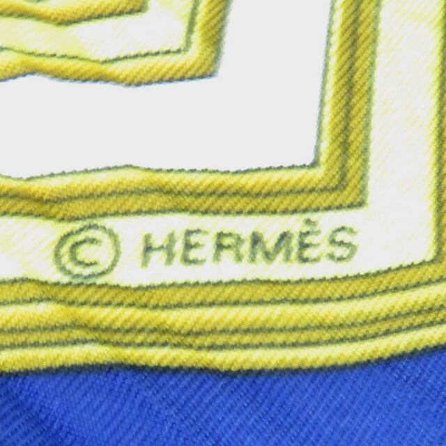 エルメス HERMES スカーフ プリーツ シルク ネイビーブルー/ゴールド/ホワイト レディース 送料無料 e55181a