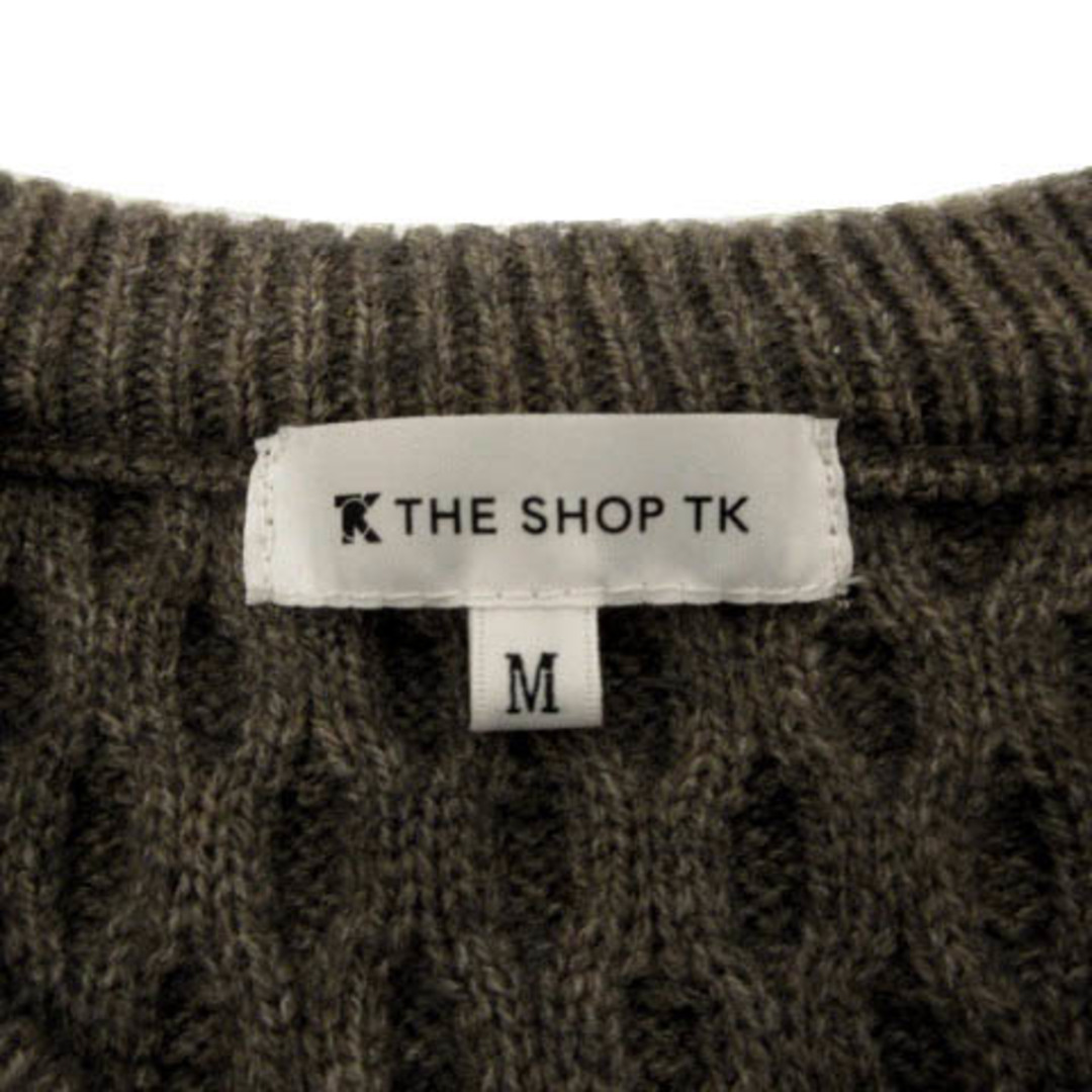 THE SHOP TK(ザショップティーケー)のTHE SHOP TK ニット セーター 丸首 長袖 ケーブル編み 茶系 M メンズのトップス(ニット/セーター)の商品写真