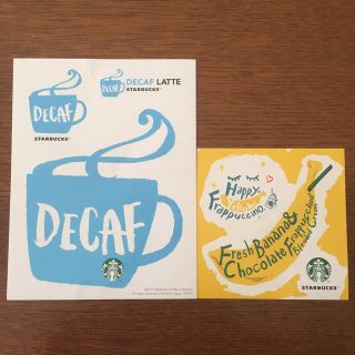 スターバックスコーヒー(Starbucks Coffee)のスターバックス♡非売品ステッカー2枚ディカフェ、バナナフラペチーノ(しおり/ステッカー)