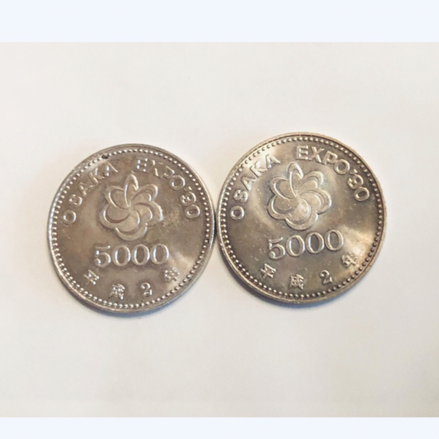 大阪万博 平成2年 記念硬貨　5000円  2枚 エンタメ/ホビーの美術品/アンティーク(貨幣)の商品写真