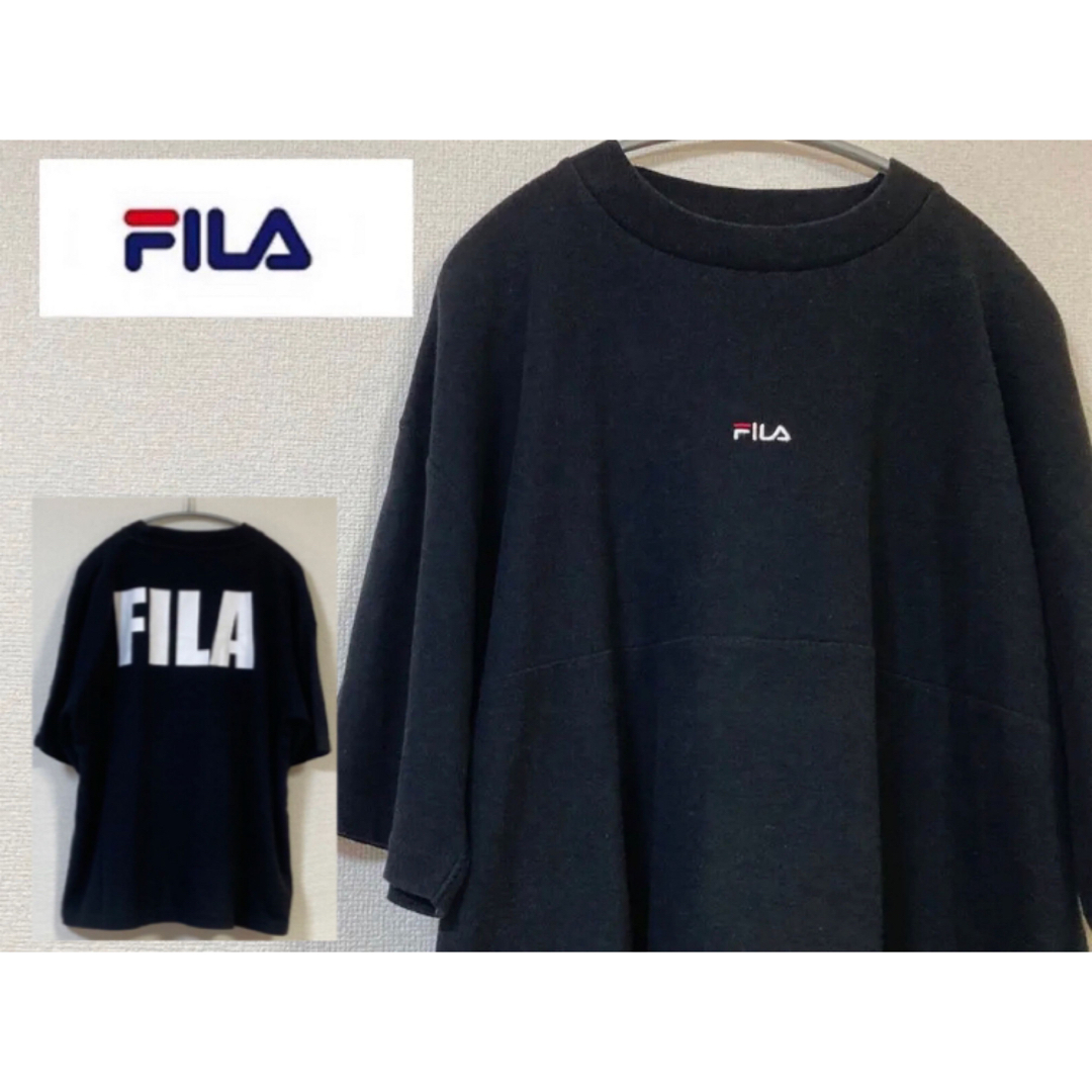 FILA(フィラ)の（大人気！） FILA フィラ Tシャツ ブラック ビッグロゴ  L レディースのトップス(Tシャツ(半袖/袖なし))の商品写真