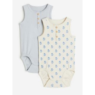 エイチアンドエム(H&M)のコットンリブボディスーツ 2枚セット(ロンパース)