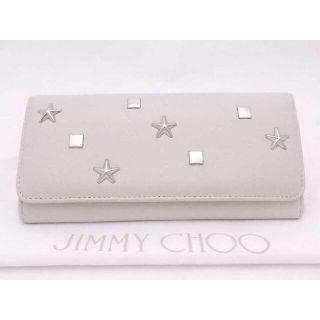 ジミーチュウ(JIMMY CHOO)のジミーチュウ JIMMY CHOO 二つ折り長財布 スタースタッズ レザー/メタル ライトグレーｘシルバー レディース 送料無料【中古】 e54173a(財布)