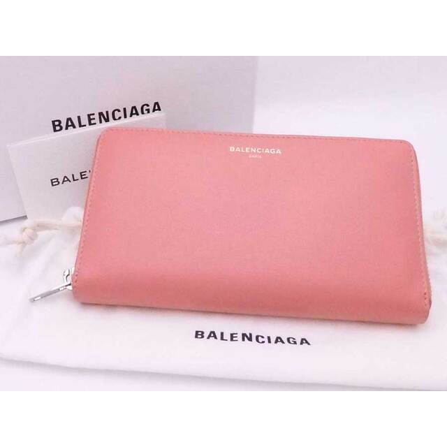 バレンシアガ BALENCIAGA ラウンドファスナー長財布 ロゴ メタル サーモンピンク シルバー レディース 送料無料 e53368f