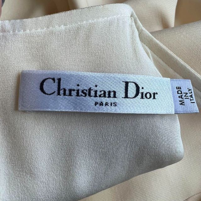 【良品】Christian Dior スカーフワンピース ベージュ フレア