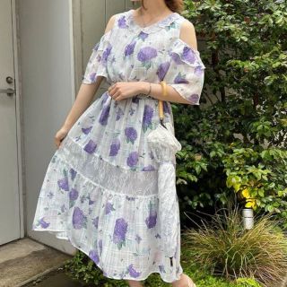 アクシーズファム(axes femme)のaxes femme アクシーズファム 紫陽花柄ロングワンピース ラベンダー(ロングワンピース/マキシワンピース)