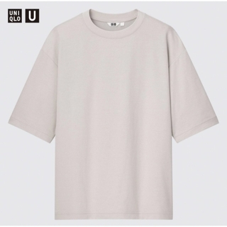 ユニクロ(UNIQLO)のエアリズムコットンオーバーサイズTシャツ（5分袖）ライトグレー(Tシャツ/カットソー(半袖/袖なし))