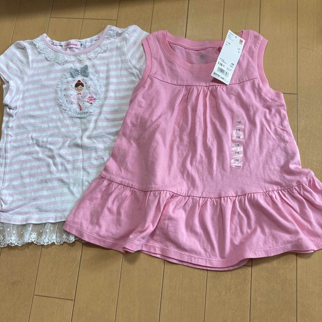 mikihouse(ミキハウス)の110センチトップス2枚セット キッズ/ベビー/マタニティのキッズ服女の子用(90cm~)(Tシャツ/カットソー)の商品写真