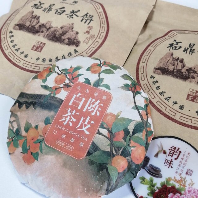 【数量限定】中国餅茶　陳皮白茶100g 　℘とても珍しく美味しいお茶です℘ 食品/飲料/酒の飲料(茶)の商品写真