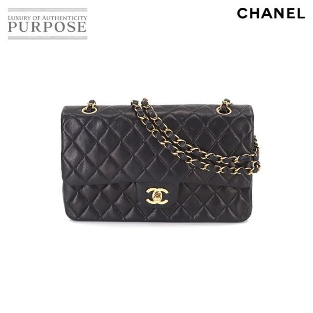 シャネル CHANEL チョコバー がま口 チェーン ショルダー バッグ レザー ブラック シルバー 金具 VLP 90190181