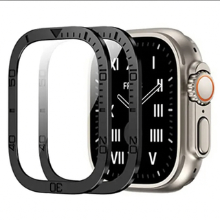 Apple Watch ULTRA用 メタルフレーム保護ガラス(モバイルケース/カバー)