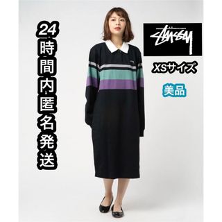 ステューシー(STUSSY)のstussy ラガーシャツワンピース　ポロシャツ　スウェット(ロングワンピース/マキシワンピース)