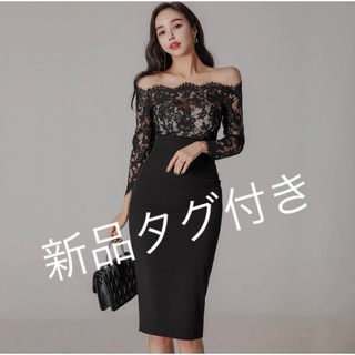 【新品未使用】ドレス 黒 オフショルダー(ミニドレス)