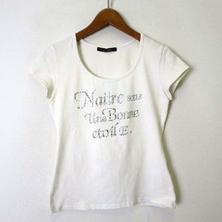 ルスーク(Le souk)のルスーク カットソー Tシャツ ラインストーン 装飾 半袖 M 38 オフ白(カットソー(半袖/袖なし))