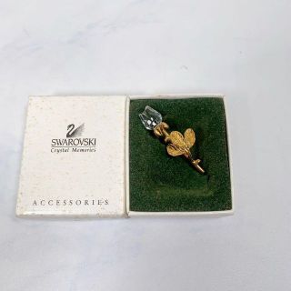 1878　未使用　希少　SWAROVSKI　スワロフスキー　ブローチ　バラ