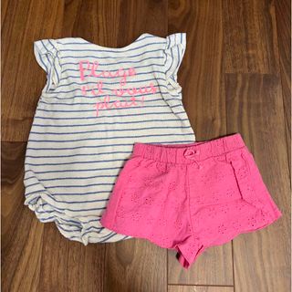 ザラキッズ(ZARA KIDS)のzara baby☆ザラベビー　ボーダーノースリーブロンパース＋ショートパンツ(ロンパース)