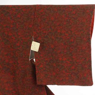 リサイクル着物 小紋 赤地 花柄 袷 正絹 着物 未使用品 レディース