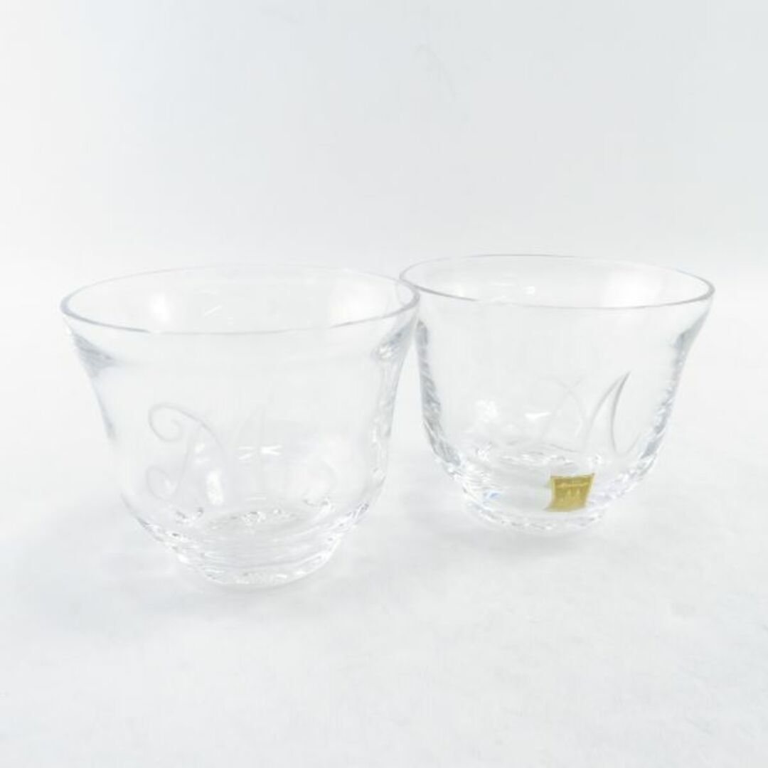 美品 Meissen Crystal マイセンクリスタル M 冷茶 グラス 2点 クリア クリスタル ペア ロゴ イニシャル SY6032D