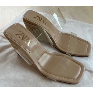 ZARA - ZARA ザラ ビニール ウェッジ サンダル ラフィアの通販 by