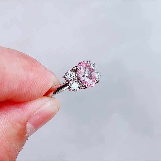 ★1.6ct★非加熱パパラチアサファイア0.61tダイヤモンドプラチナリング指輪 レディースのアクセサリー(リング(指輪))の商品写真