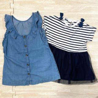 ベビーギャップ(babyGAP)のデニムワンピース　ボーダーワンピース(ワンピース)