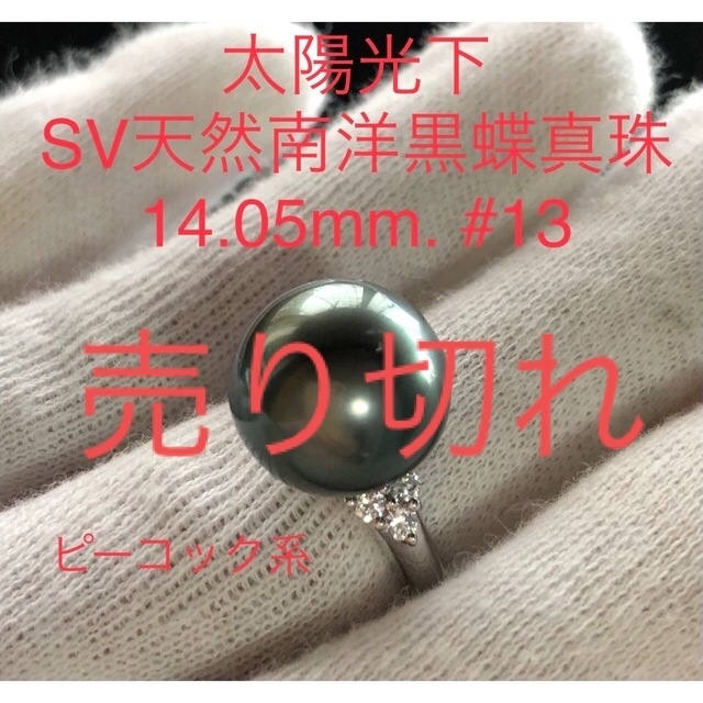 SV天然南洋黒蝶真珠　大珠丸系リング　14.05mm #13 レディースのアクセサリー(リング(指輪))の商品写真