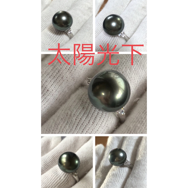 SV天然南洋黒蝶真珠　大珠丸系リング　14.05mm #13 レディースのアクセサリー(リング(指輪))の商品写真