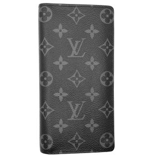 ルイヴィトン(LOUIS VUITTON)のLOUIS VUITTON ルイヴィトン 長財布 ポルトフォイユ・ブラザ モノグラム・エクリプス ロングウォレット M61697    ブラック 黒 ガンメタル金具 メンズ 定番 美品【中古品】(長財布)