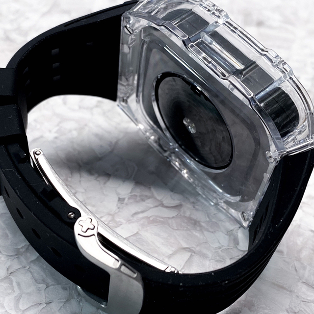 Apple Watch(アップルウォッチ)の【訳あり】アップルウォッチ クリアケース＆バンド一体型　ゴールデンコンセプト風 メンズの時計(ラバーベルト)の商品写真