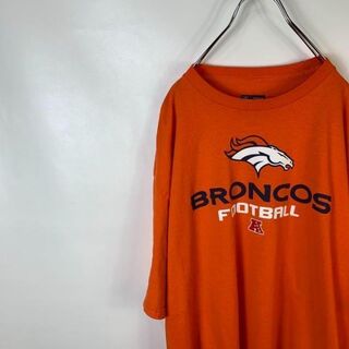 D221 NFL ビッグプリント　プリントロゴ　 XL オレンジ　半袖　Tシャツ(Tシャツ/カットソー(半袖/袖なし))