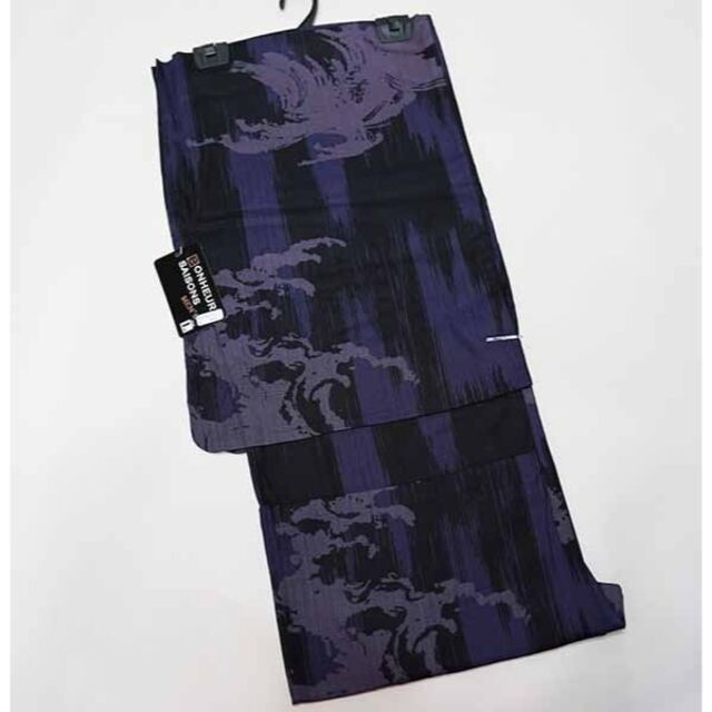 浴衣 男性用 単品 紫地×黒 白波柄 L/LL 綿100％ NO37601 メンズの水着/浴衣(浴衣)の商品写真