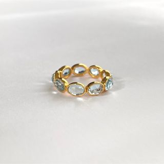 Blue topaz 22k gold plated eternity ring(リング(指輪))