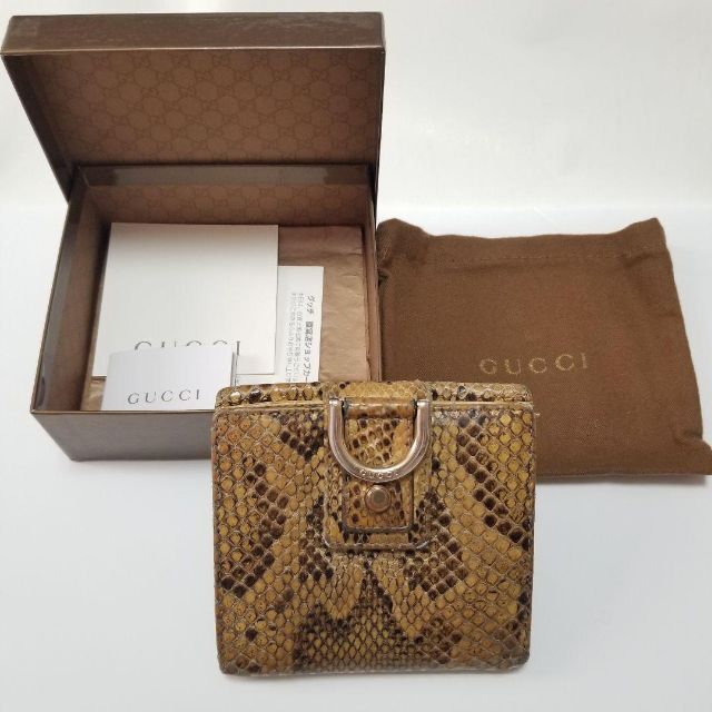 Gucci(グッチ)の【本物・正規品】GUCCI　グッチ　パイソン　二つ折り財布　ヘビ革　付属品全て有 レディースのファッション小物(財布)の商品写真