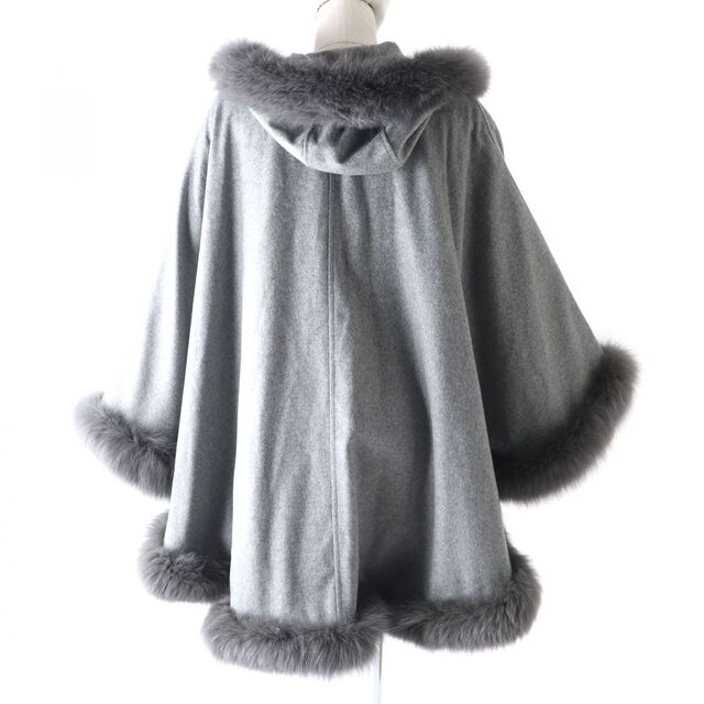 SAGA FURS 　カシミヤ100％　ブルーフォックス　ポンチョ　マント