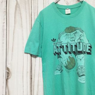 アディダス(adidas)の90s アディダス 半袖Tシャツ 銀タグ デザインプリント Ｌ相当 古着(Tシャツ/カットソー(半袖/袖なし))