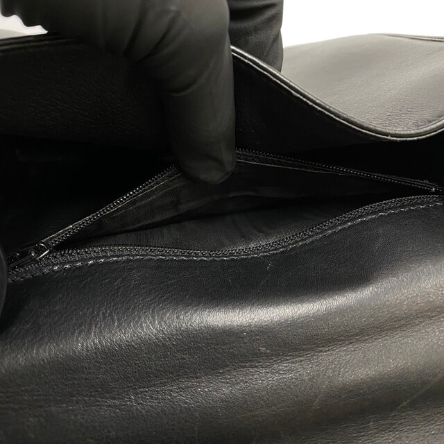極 美品 セリーヌ ロゴ 金具 カーフレザー ミニ ハンドバッグ ブラック-