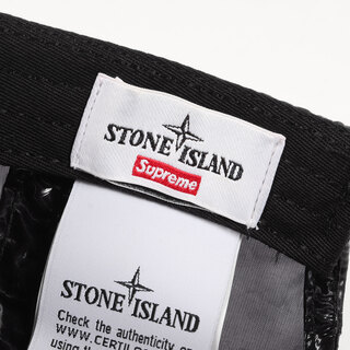 Supreme シュプリーム キャップ Stone Island ストーン アイランド ニュー シルク ライト 6パネルキャップ New Silk Light 6-Panel 7025902S5 19SS 帽子 ブラック 黒 アメリカ製 【メンズ】【美品】