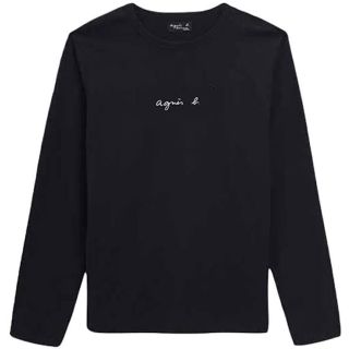 アニエスベー(agnes b.)のアニエスベー 黒 ロンT ロゴ 長袖 Tシャツ ブラック(Tシャツ(長袖/七分))