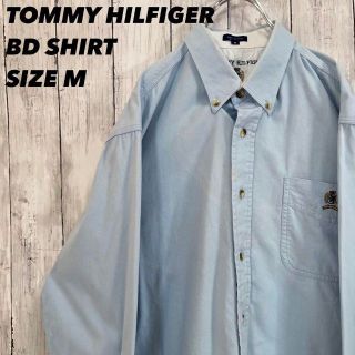 トミーヒルフィガー(TOMMY HILFIGER)のヴィンテージ古着トミーヒルフィガー　ライオン刺繍ロゴ長袖ツイルBDシャツサイズM(シャツ)