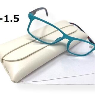 老眼鏡 ブライトカラーフレーム ケース付 送料無料 ブルー+1.5(サングラス/メガネ)