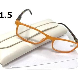 老眼鏡 ブライトカラーフレーム ケース付 送料無料 オレンジ +1.5(サングラス/メガネ)