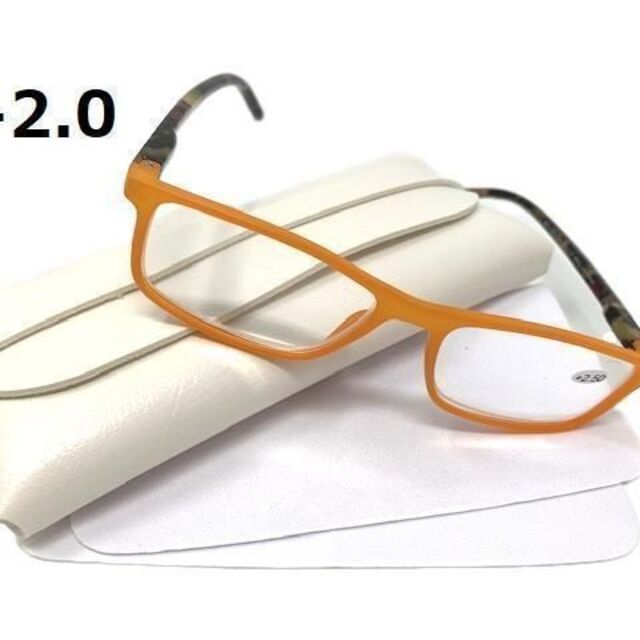 老眼鏡 ブライトカラーフレーム ケース付 送料無料 オレンジ +2.0 レディースのファッション小物(サングラス/メガネ)の商品写真