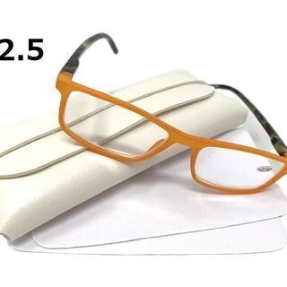 老眼鏡 ブライトカラーフレーム ケース付 送料無料 オレンジ +2.5(サングラス/メガネ)