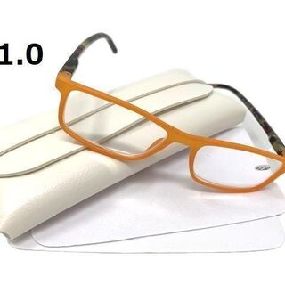老眼鏡 ブライトカラーフレーム ケース付 送料無料 オレンジ +1.0(サングラス/メガネ)