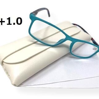 老眼鏡 ブライトカラーフレーム ケース付 送料無料 ブルー+1.0(サングラス/メガネ)
