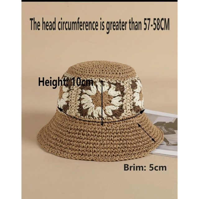ストローハット 麦わら帽子 ベージュ ブラウン 折りたたみ 花柄 フラワー レディースの帽子(麦わら帽子/ストローハット)の商品写真